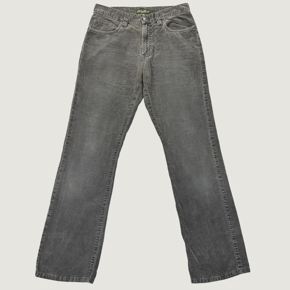 Eddie Bauer Corduroy Pants Mens 30x32 Gray Straight Leg Vintage Y2K Cotton